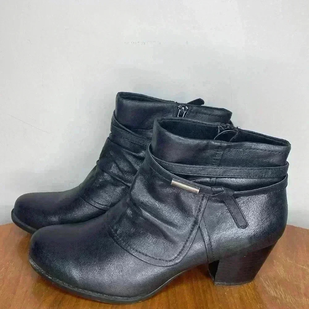 Baretraps Rhapsody Women's Size 10 M Black Zip Buckle Heel Ankle Boots Booties - Picture 3 of 9